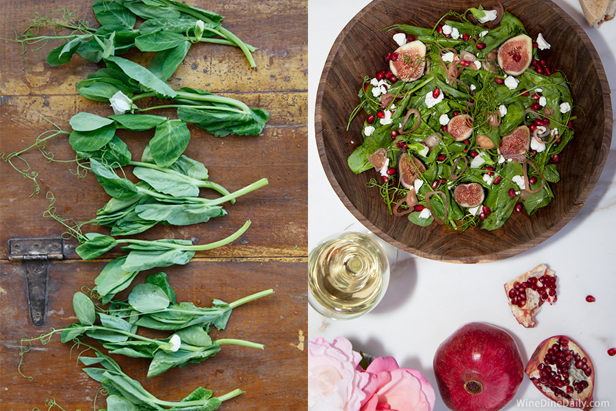 Pea Tendril Salad Figs Pomegranate