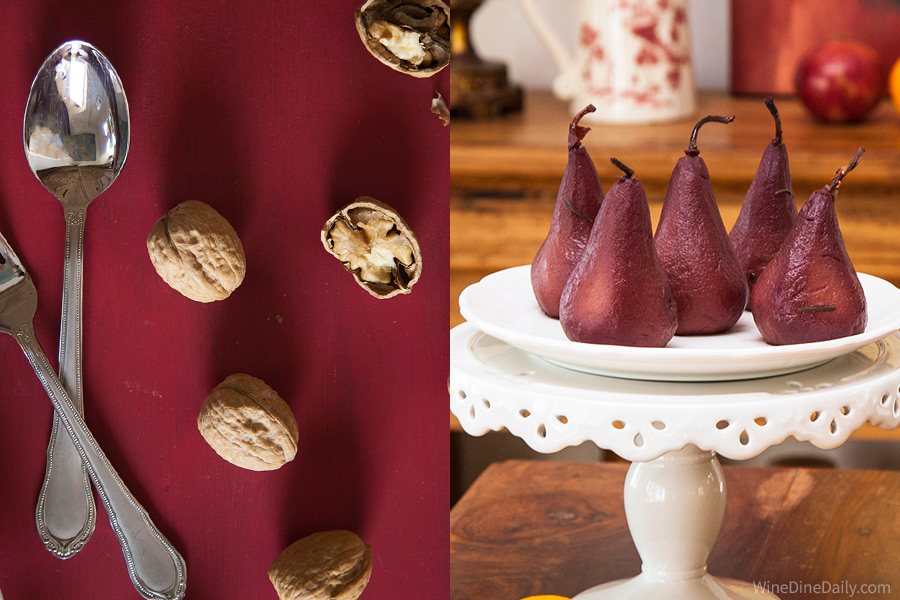 Walnuts Red Wine Poached Pears