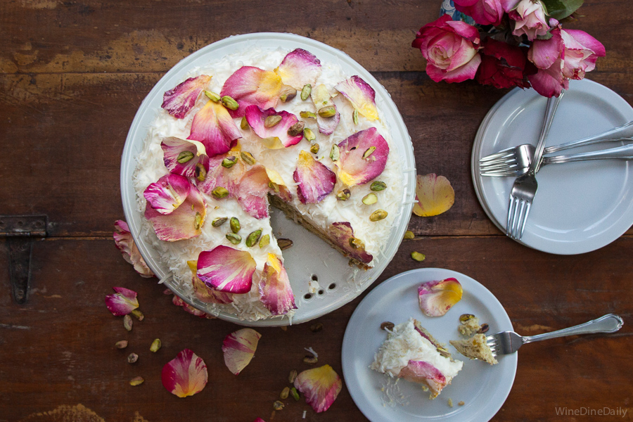 Coconut Cake with Rose Petals