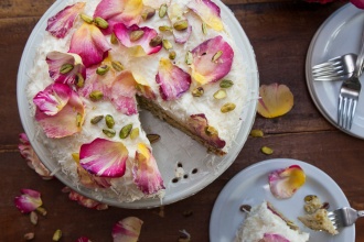 Coconut Cake with Rose Petals