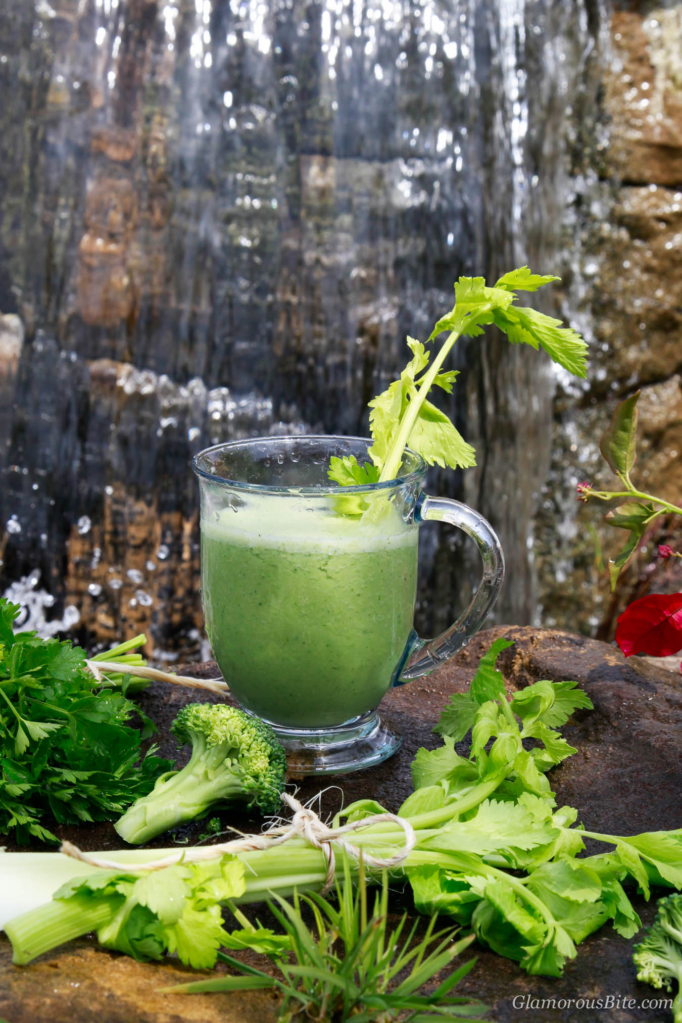Perfect Green Smoothie with Broccoli Celery Parsley and Banana