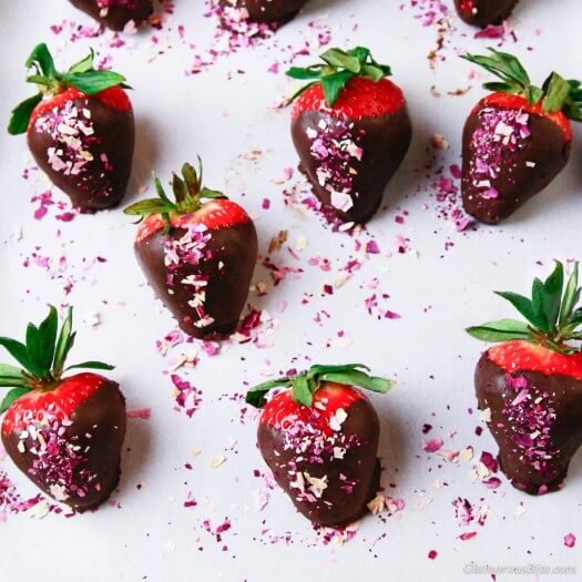 Chocolate Covered Strawberries with Rose Petals Recipe